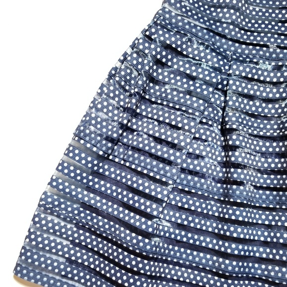 NWT Francesca's Blue Rain Polka Dot Pleated Skirt - Picture 4 of 8